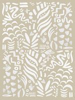 Verrückte Linien, abstrakte Kritzelei, beige mit weiß