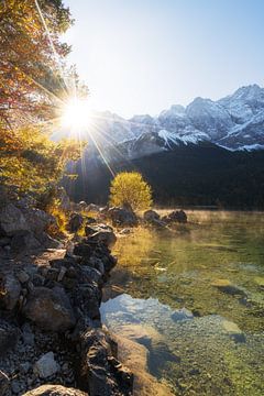 Eibsee and Zugspitze in autumn