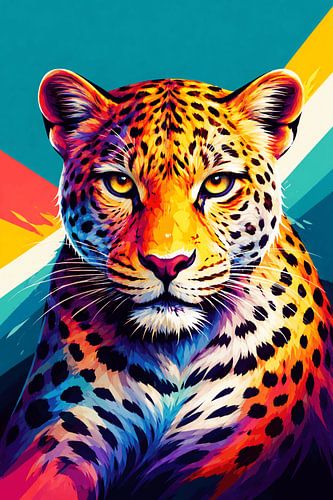 Œuvre d'art géométrique « Color Burst » sur le thème du léopard