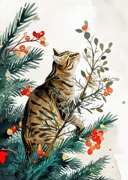 Die Katze und der Weihnachtsbaum #Katze #Katzenleben von JBJart Justyna Jaszke