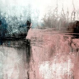 Abstract Pink and Blue Black Art Print by Ela Szczepaniak