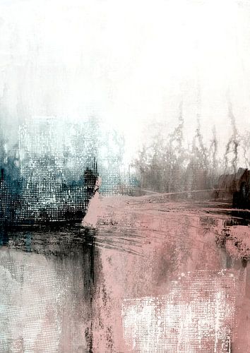 Abstract Roze en Blauwe Zwarte Kunstdruk