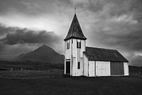 Hellnarkirkja Church in Iceland Black and White