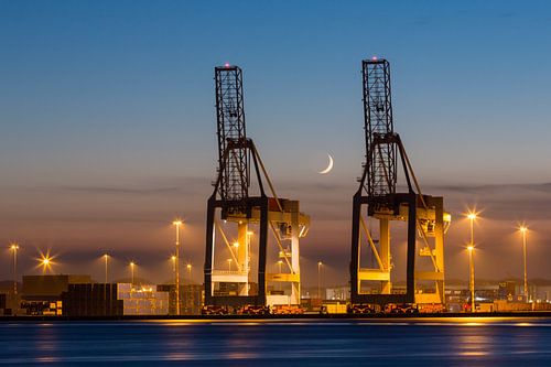 Alaska Hafen in Amsterdam - Hebekräne bei Sonnenuntergang