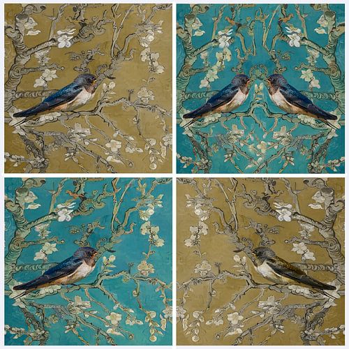 Schwalben und die Mandelblüte von Digital Art Studio