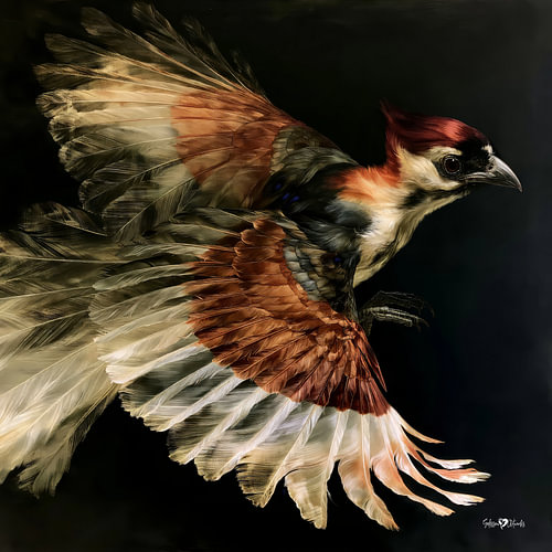 vogeltje in olieverf van Gelissen Artworks
