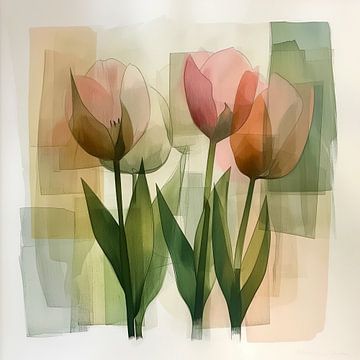 Tulpen Abstrakte Zeichnung von Dakota Wall Art
