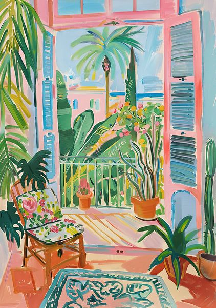 Henri Matisse Style Poster, Mittelmeer, Open Window, Pastell von Niklas Maximilian