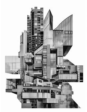 ARCHITECTUUR COLLAGE 03 ZWART WIT van AHAI depARTment