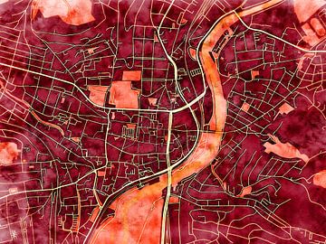 Kaart van Jena centrum in de stijl 'Amber Autumn' van Maporia