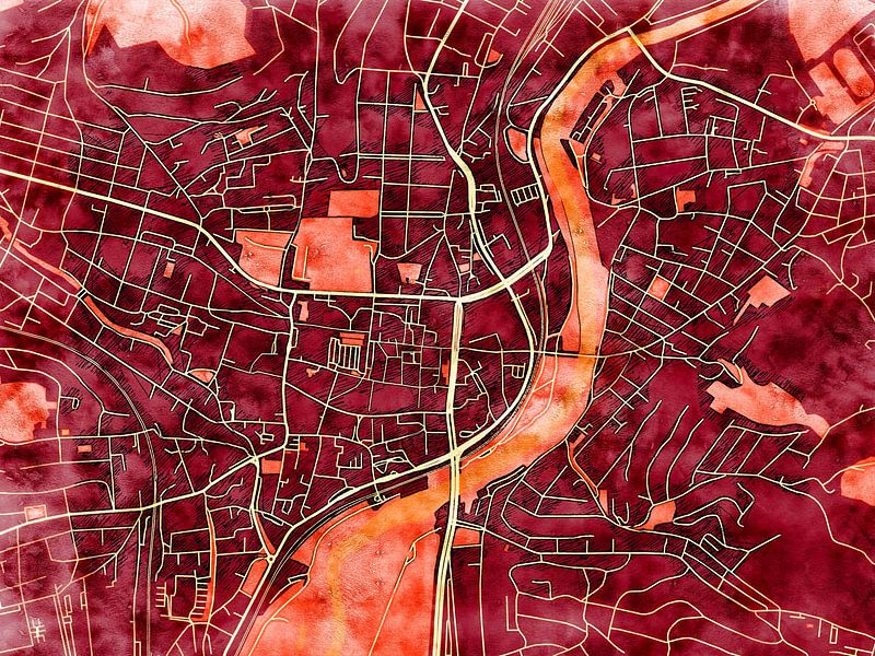 Carte de Jena centrum avec le style 'Amber Autumn' par Maporia