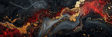 Panorama marble red gold and black by Digitale Schilderijen