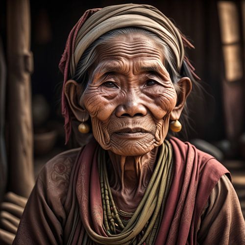 Oude vrouw in Myanmar