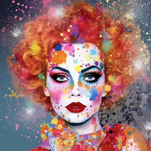 Woman portrait colourful made up dynamic eccentric party