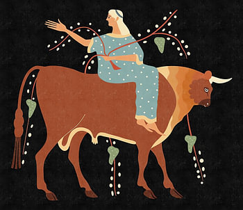 Cavalière de taureau en pleine action