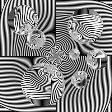Studie Nr. 7 Monochrome Kugeln Spiegeloptik Illusion von Heidemarie Andrea Sattler