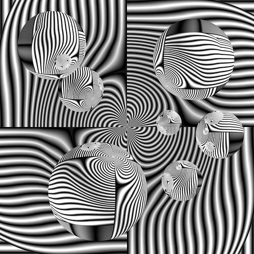 Studie Nr. 7 Monochrome Kugeln Spiegeloptik Illusion