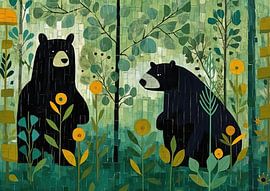 Painting Abstract Bears | Bear Talk by ARTEO Paintings