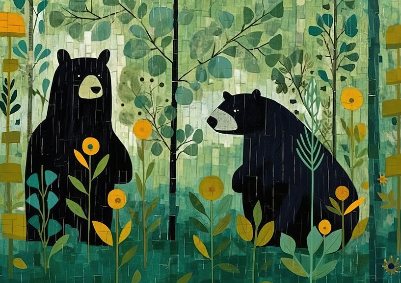 Abstrakte Bären malen | Bear Talk von ARTEO Gemälde