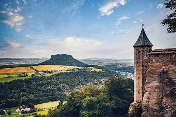 Uitzicht vanaf vesting Königstein van Jakob Baranowski - Photography - Video - Photoshop