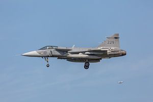 Landung des Saab Gripen der schwedischen Luftwaffe.