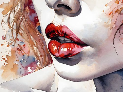 L'aquarelle vibrante transforme les lèvres en accroche-regard