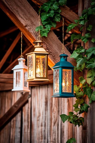 Bunt beleuchtete Laternen von Poster Art Shop