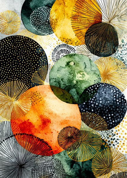 Abstractie modern schilderij vormen en kleuren van JBJart Justyna Jaszke