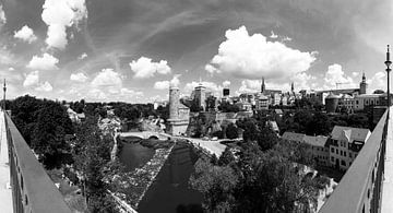 Bautzen - Panorama de la vieille ville (noir et blanc)