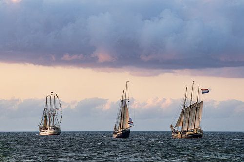 Sailing ships on the Baltic Sea during the Hanse Sail in Rostock
