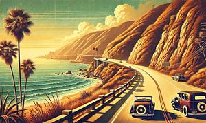Vintage Küstenstraßen-Reiseposter