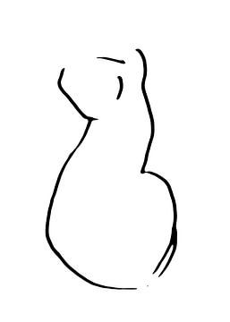 Line drawing cat silhouette - simple line drawing in black and white by Qeimoy