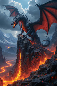 Fantasy Décoration Murale: PYRODRAX – Le Puissant Dragon dans le Pays du Feu