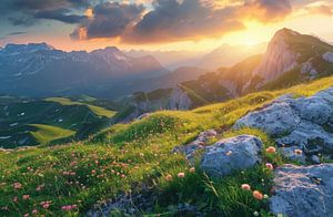 Sonnendurchflutete Gipfel in den Alpen