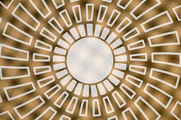 Abstracte cirkel van rechthoeken in retro kleur van Lisette Rijkers
