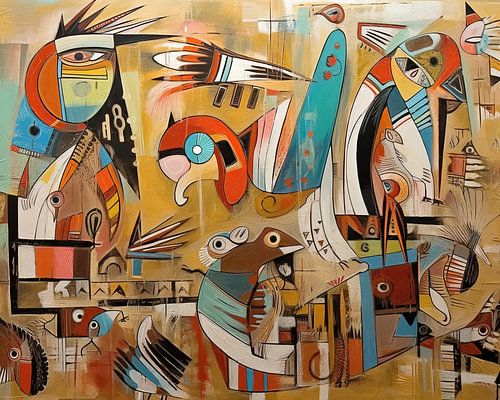 Abstrakte Vögel malen