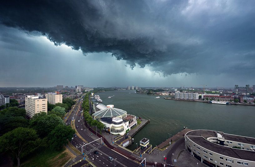 Stormy Skyline Vibes: Rotterdam from the Roof by Roy Poots
