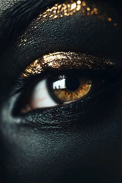 Goldenes Auge Nahaufnahme Porträt von Art & Soul Creations