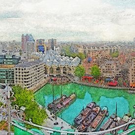 Panorama Oude Haven Rotterdam van Frans Blok