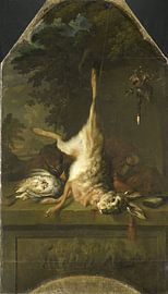 Still life with dead hare and partridges, Dirk Valkenburg