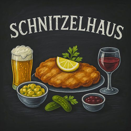 Schnitzel met bier, wijn en aardappelsalade