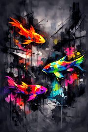 Neon Koi Harmony – Stromende kleurenenergie van ButterflyPix