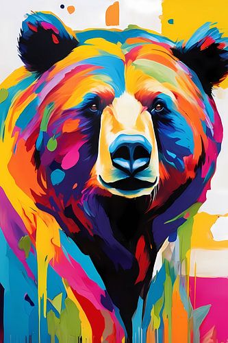 Kleurrijke beer in Pop Art-stijl