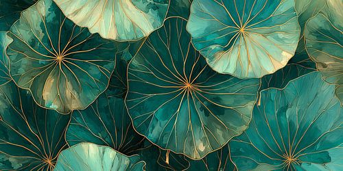 Water Lily in Green and Gold no. 2