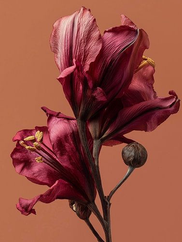Dried flowers on natural clear background Terracotta