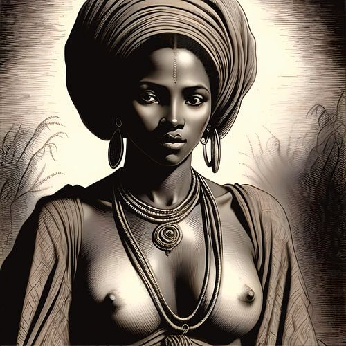 Ets Afrikaanse vrouw in natuur landschap