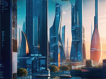 Eine futuristische bunte Stadtlandschaft - 13 von Leo Luijten