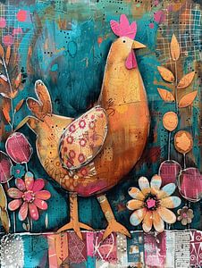 Buntes "Patchwork" Huhn