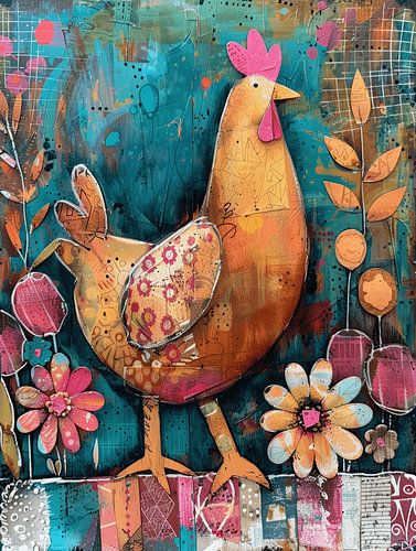 Poulet coloré en patchwork