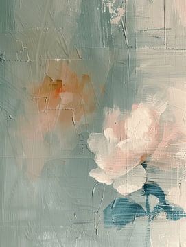 Flower in pastel colours, modern and abstract in Japandi style by Japandi Art Studio